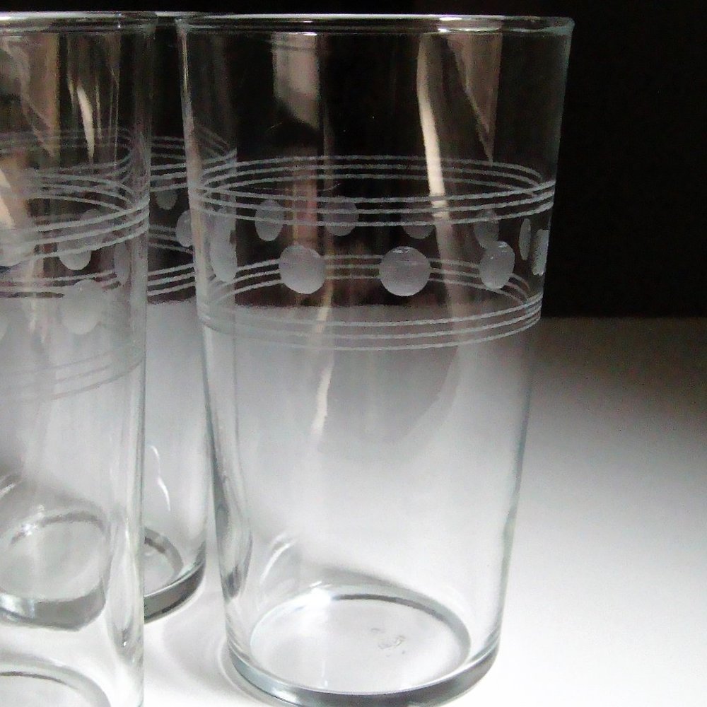 Set of 3 Vintage Etched Juice Glasses